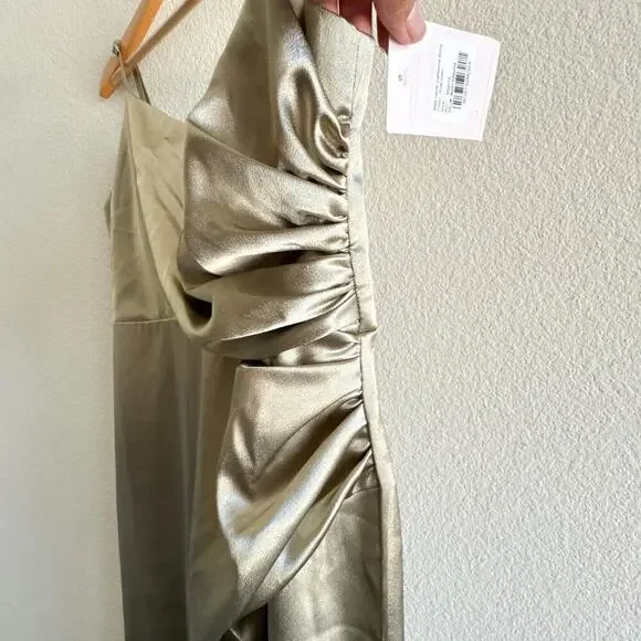 Birdy Grey New Catherine Shiny Satin Moss Green Large Dress - Picture 8 of 16